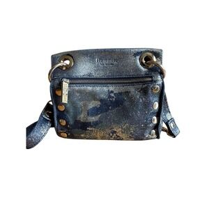 Hammitt Tony Small Black Leather Crossbody Bag Gunmetal Red Lining Cell Pocket